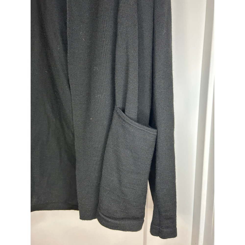 Calvin Klein Womens Black Wool Blend Open Front Shawl Collar Cardigan Sweater M - Picture 4 of 9